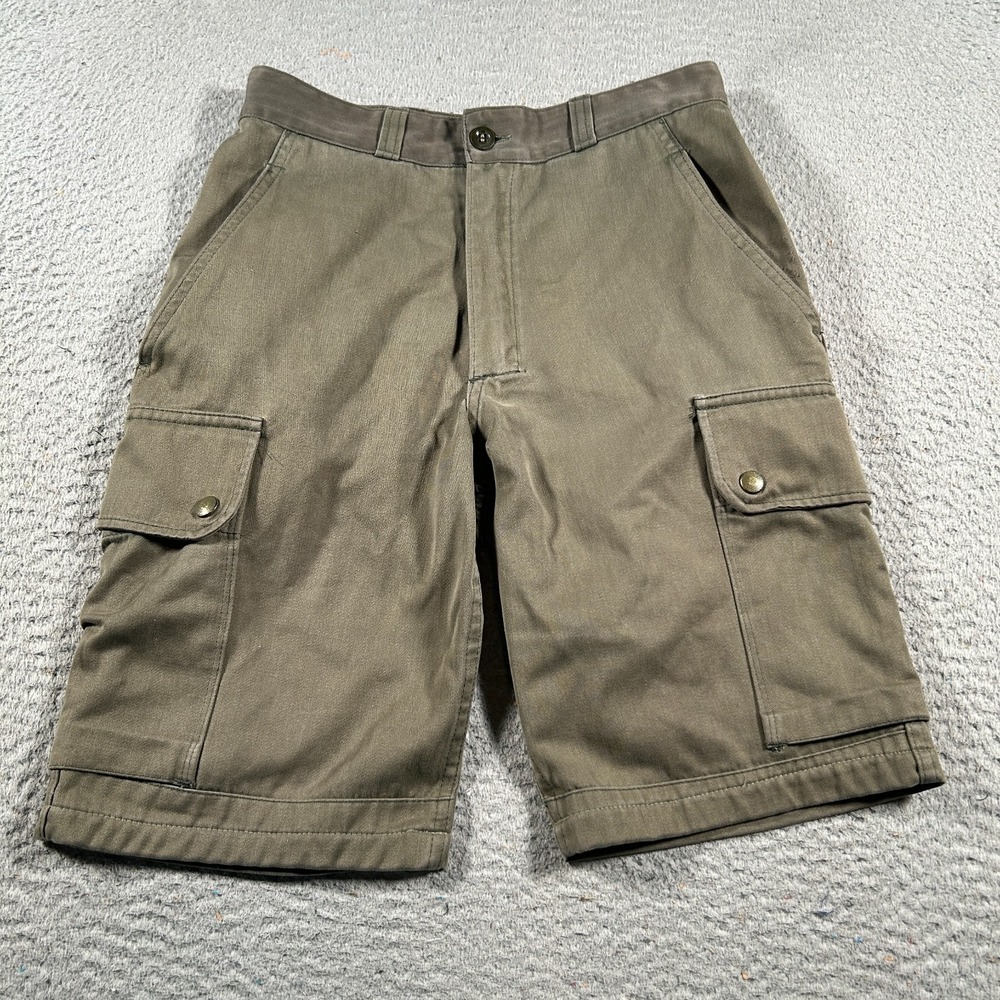 VINTAGE Paul Boye Military Cargo Shorts‎ Men 26 Green French Pockets Sete 1985
